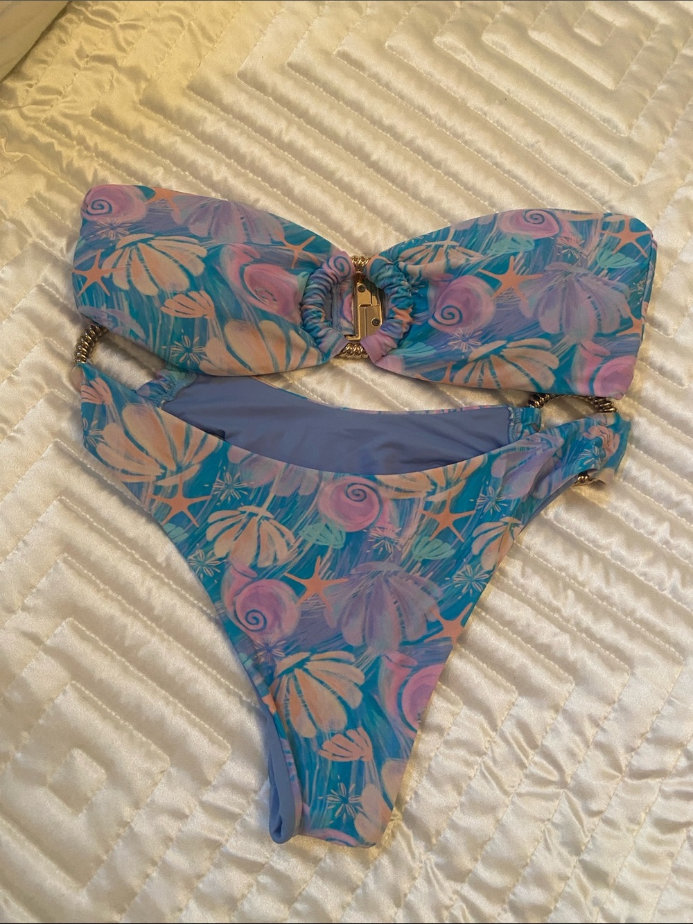 Blackbough Teal & Lavender Floral Bandeau Bikini
